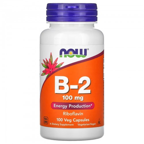 NOW Foods, витамин B-2, 100 мг, 100 вегетарианских капсул NOW Foods, витамин B-2, 100 мг, 100 вегетарианских капсул
